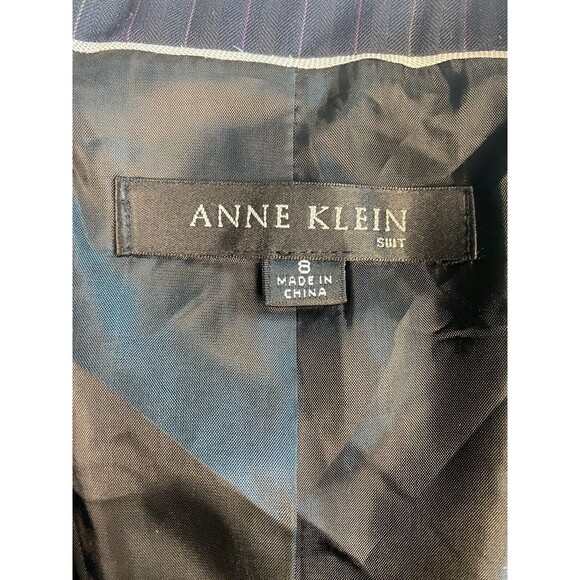 Anne Klein Suit Pinstripe Womens Suit Jacket Black Striped Size 8 Button EUC - Picture 5 of 8